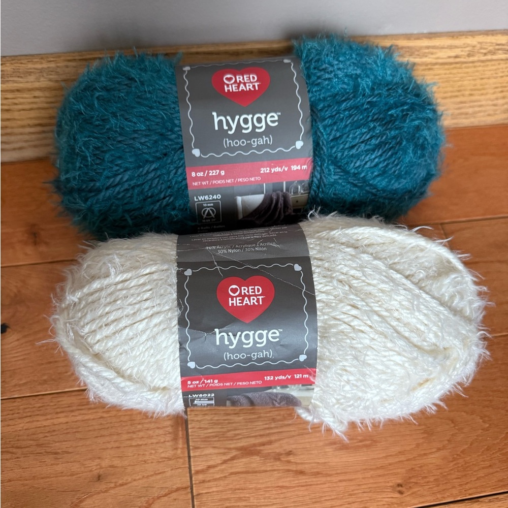 Red Heart Hygge Yarn Set in Teal and pearl